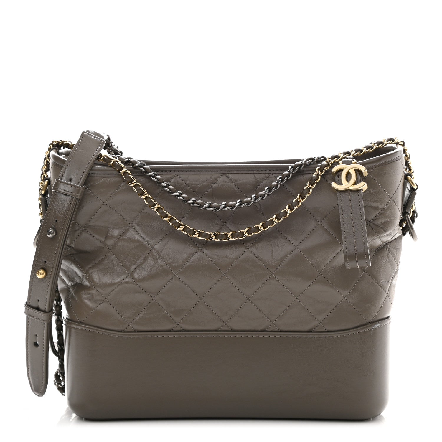 Chanel Aged Calfskin Quilted Medium Gabrielle Hobo Grey 1 of 12