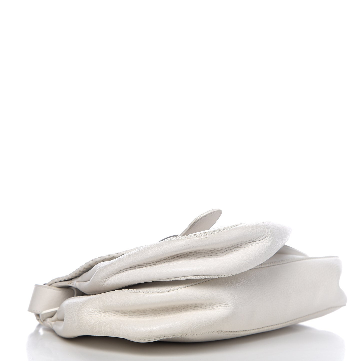 Calfskin Charms Whipstitch Gaucho Double Saddle Bag White