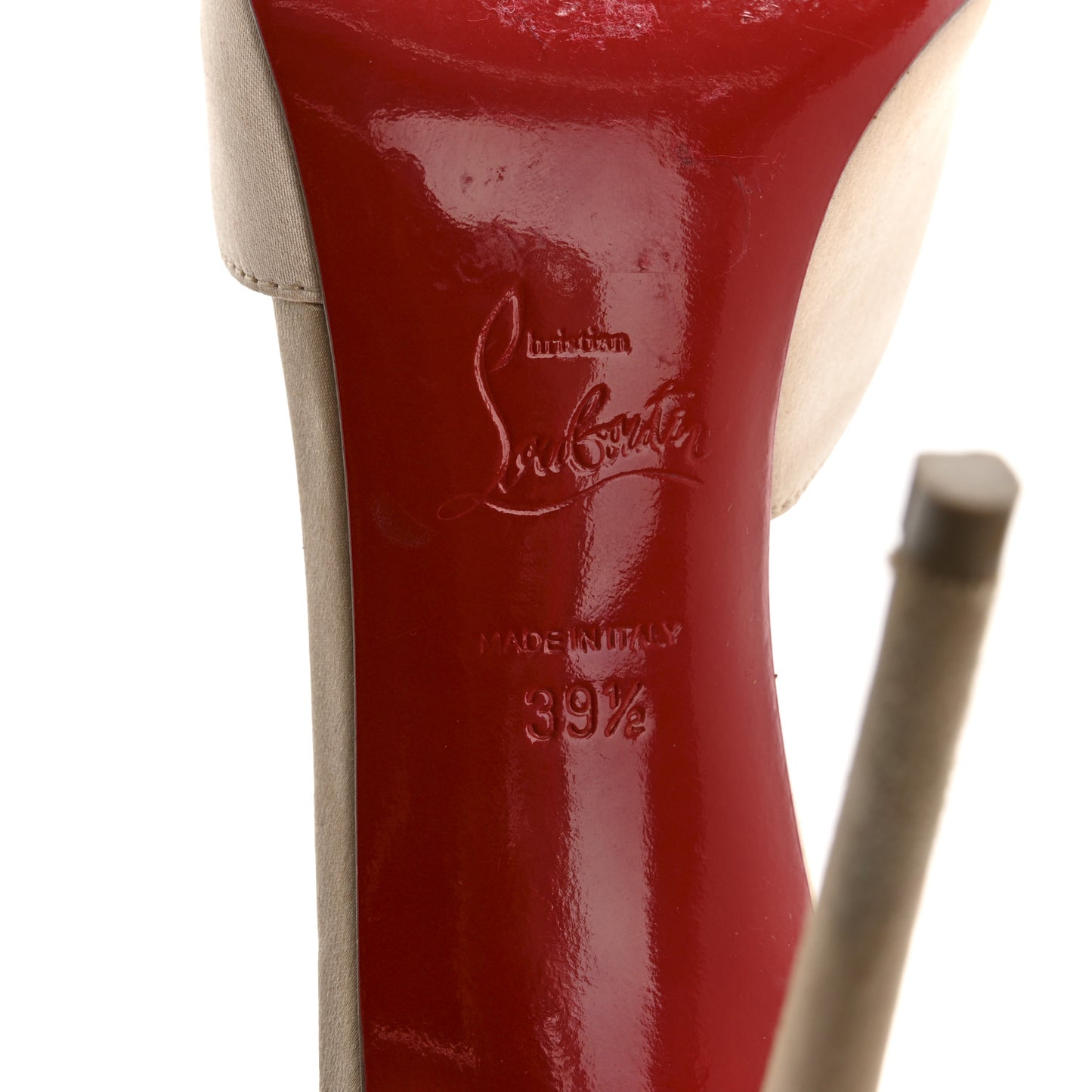 Satin PVC Suede Stud Krystal Cross 100 Pumps 39.5 Nude