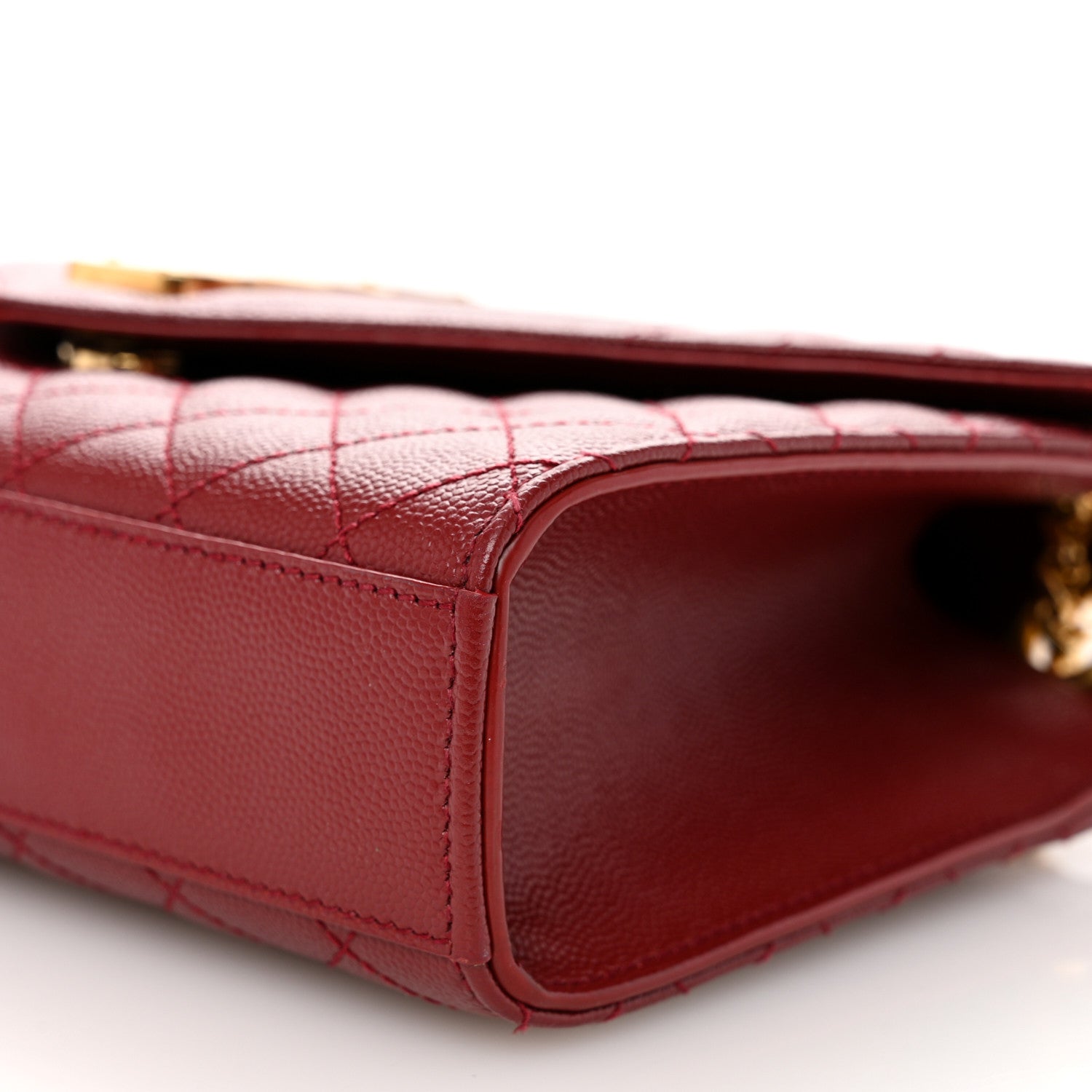 Saint Laurent Grain De Poudre Textured Mixed Matelasse Triquilt Medium Monogram Satchel Oxblood 9 of 10
