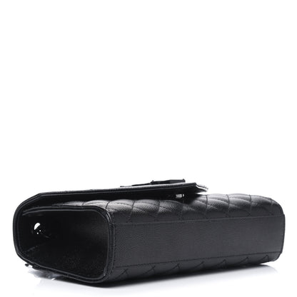 Saint Laurent Grain De Poudre Textured Mixed Matelasse Triquilt Small Monogram Satchel Black 3 of 4
