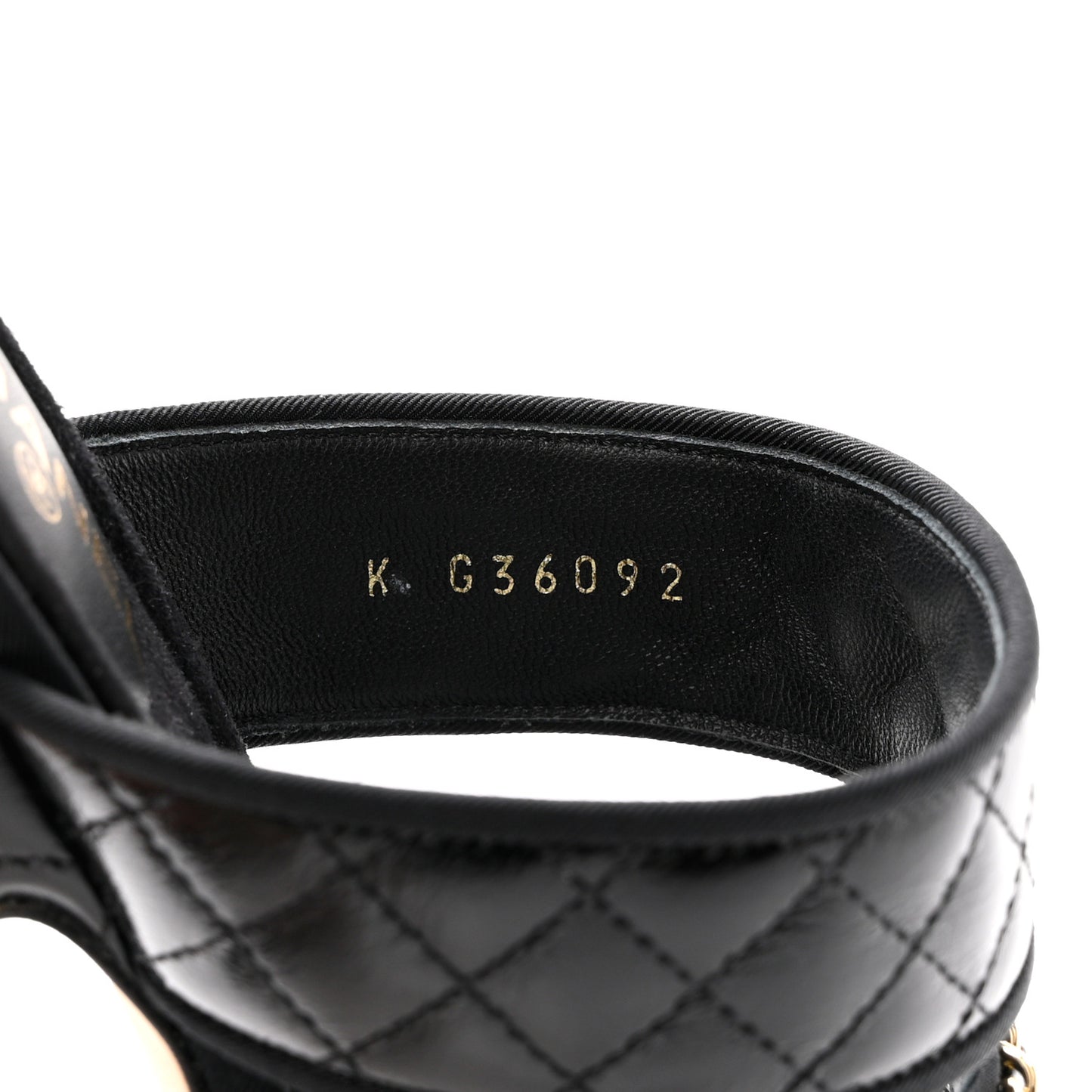 Distressed Patent Quilted Chain Mule Sandals 36 Black