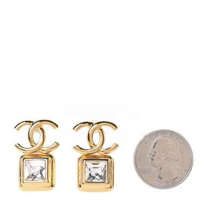 Chanel Large Crystal CC Drop Earrings Gold 2 of 3