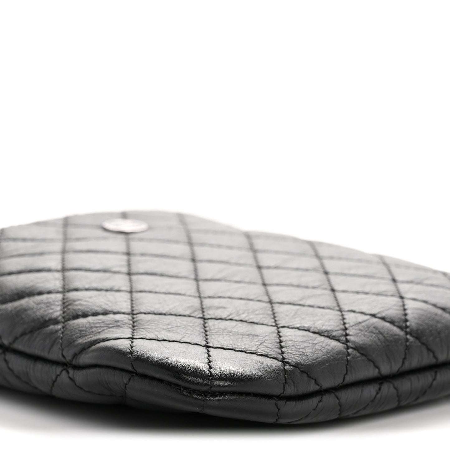 Aged Calfskin Quilted Crossbody Bag Black
