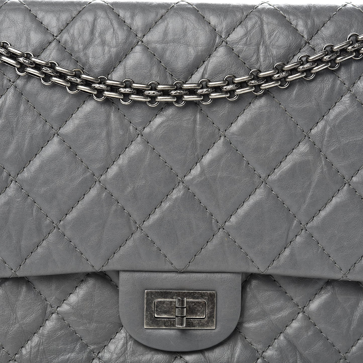 Aged Calfskin Quilted 2.55 Reissue 226 Flap Grey