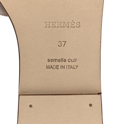 Hermes Box Calfskin Oran Sandals 37 Gold 8 of 9