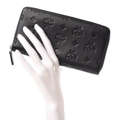 MCM Calfskin Ottomar Monogram Klara Zip Wallet Black 2 of 11