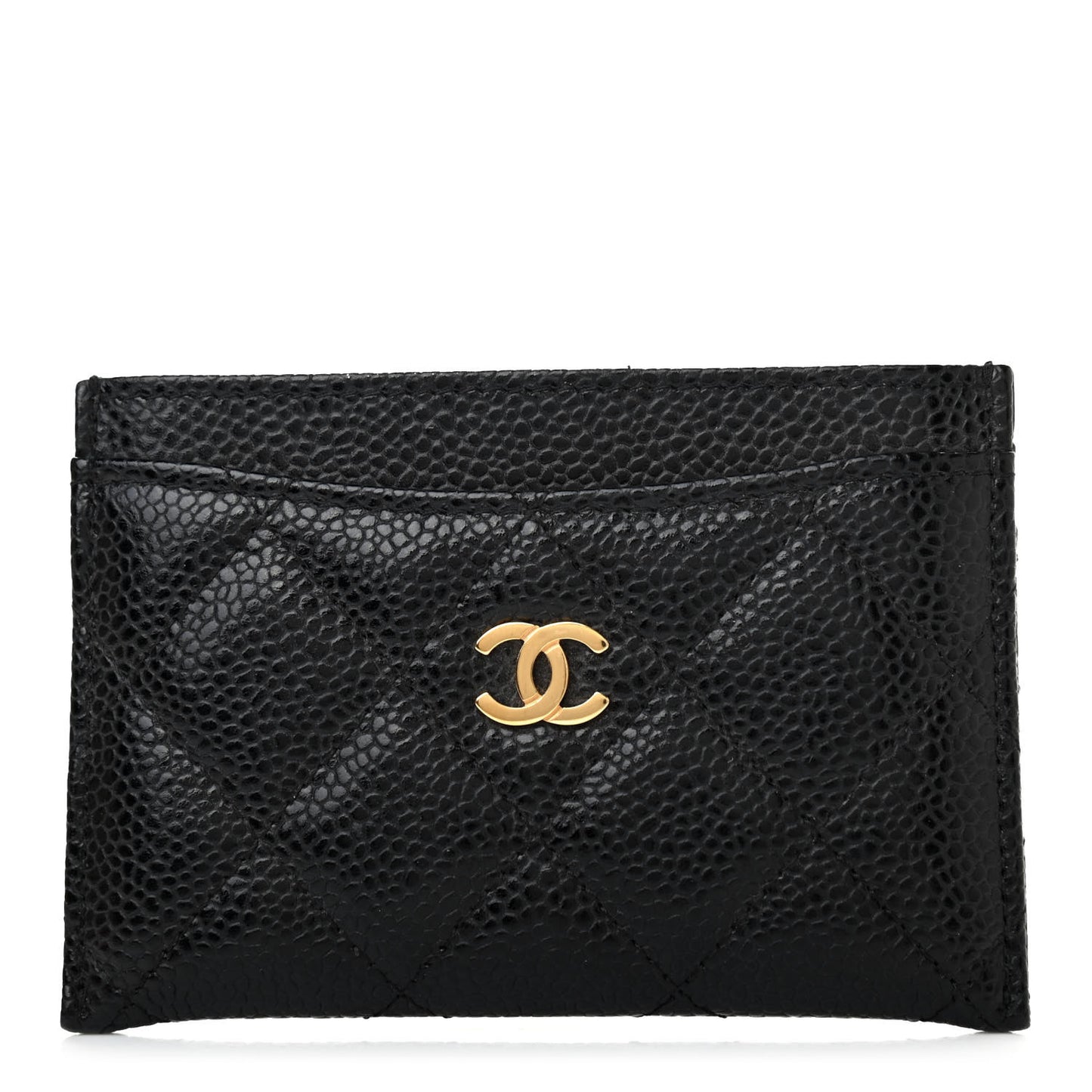 Caviar Quilted Card Holder Black
