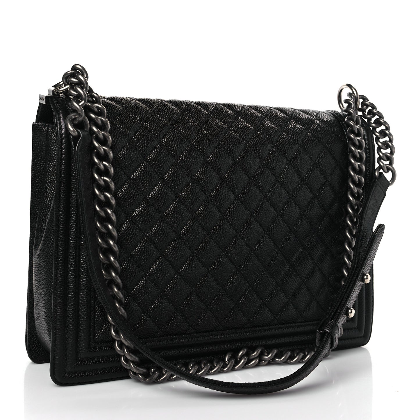 Caviar Quilted Large Boy Flap Black