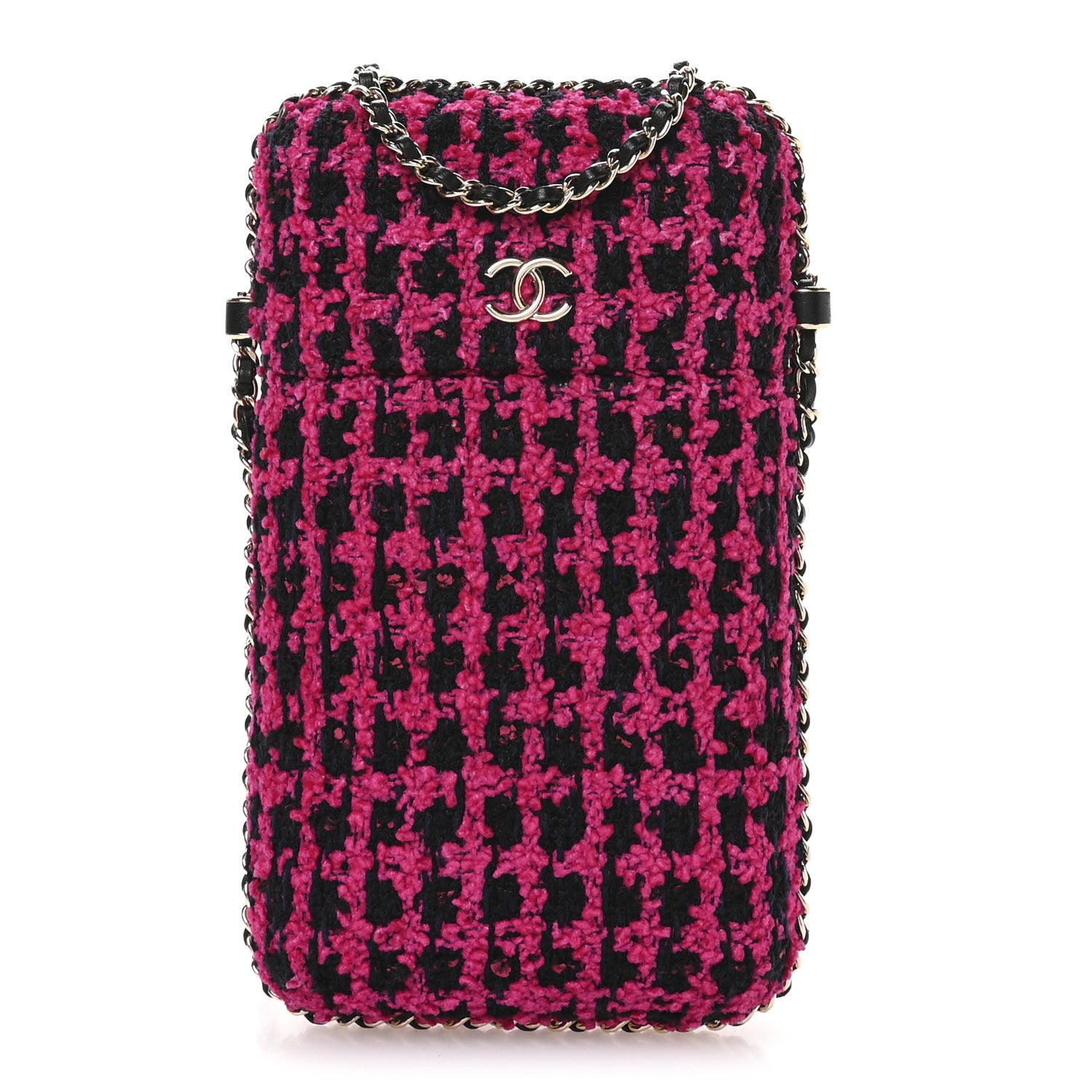 Chanel Tweed Chain Around Phone Holder Pink 1 of 10