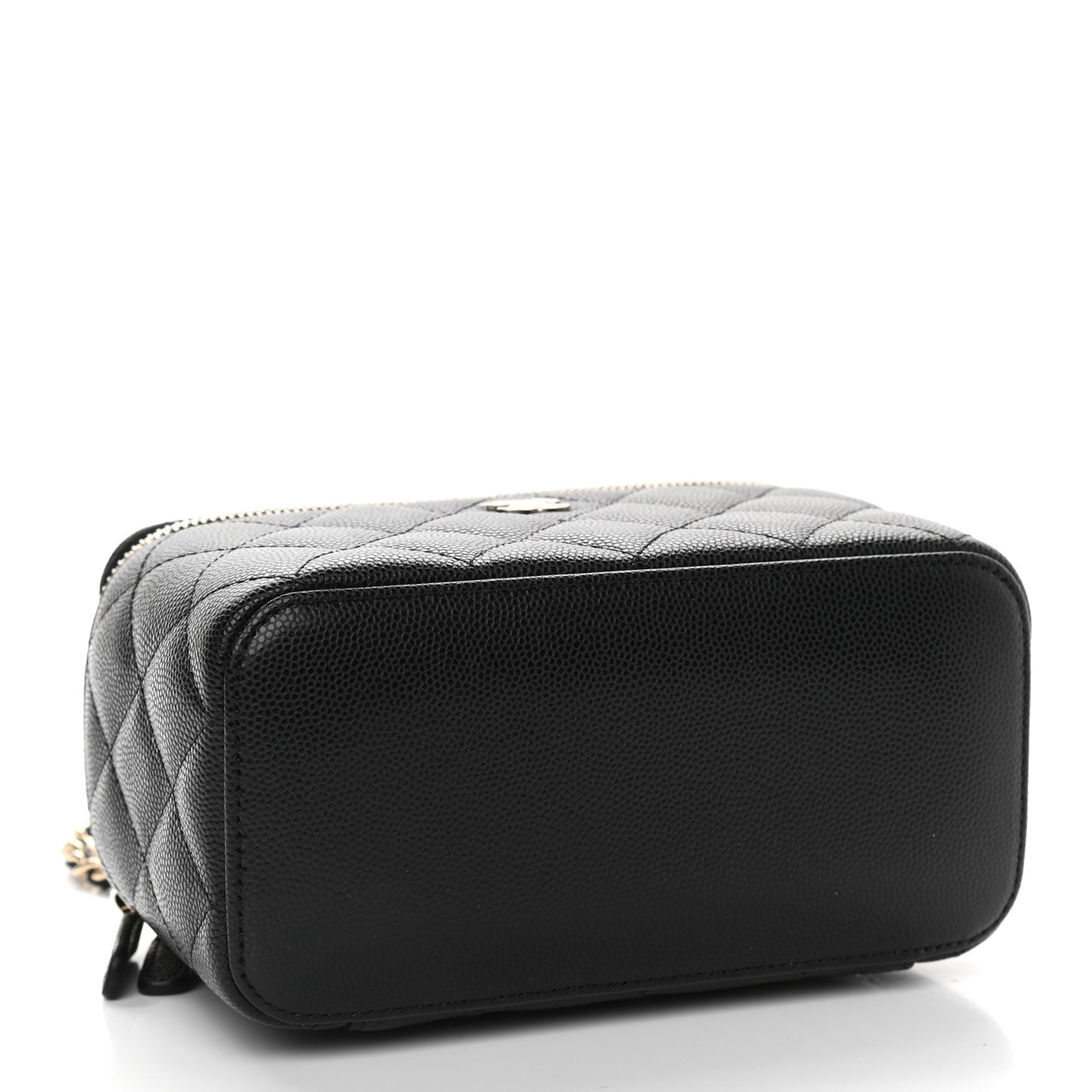 Caviar Quilted Small Vanity Case With Chain Black