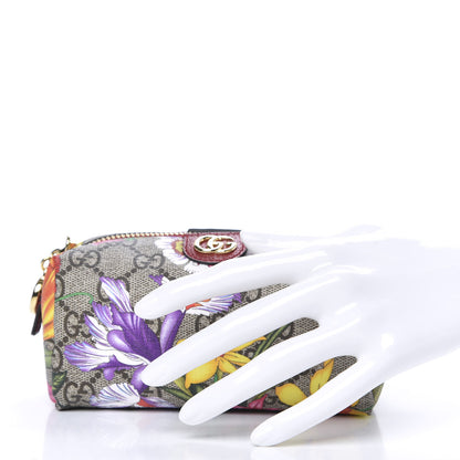 Gucci Soft GG Supreme Monogram Flora Calfskin Small Ophidia Cosmetic Case Beige Ebony Multicolor Rosso 2 of 9