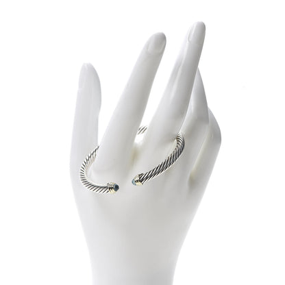 David Yurman Sterling Silver 14K Yellow Gold Blue Topaz 5mm Cable Classics Petite Color Bracelet 2 of 4