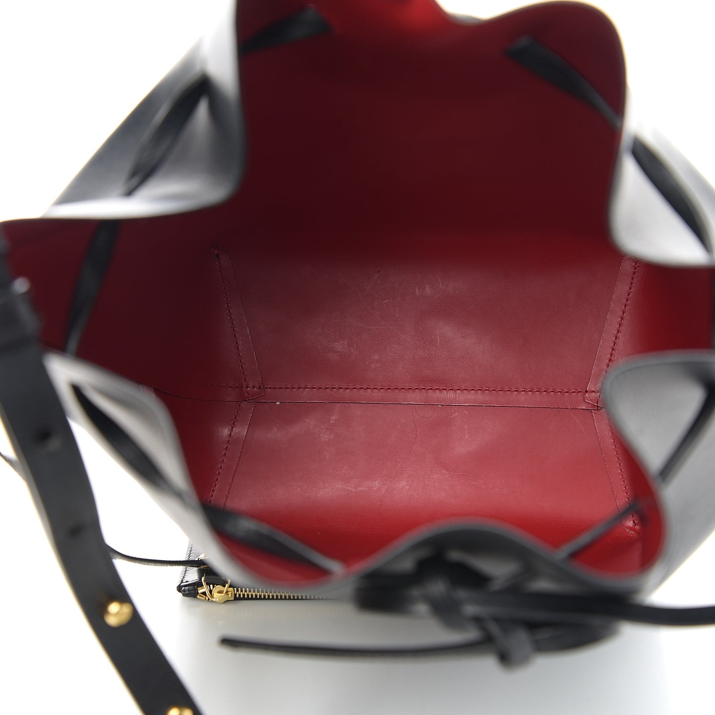Vegetable Tanned Calfskin Bucket Bag Black Flamma