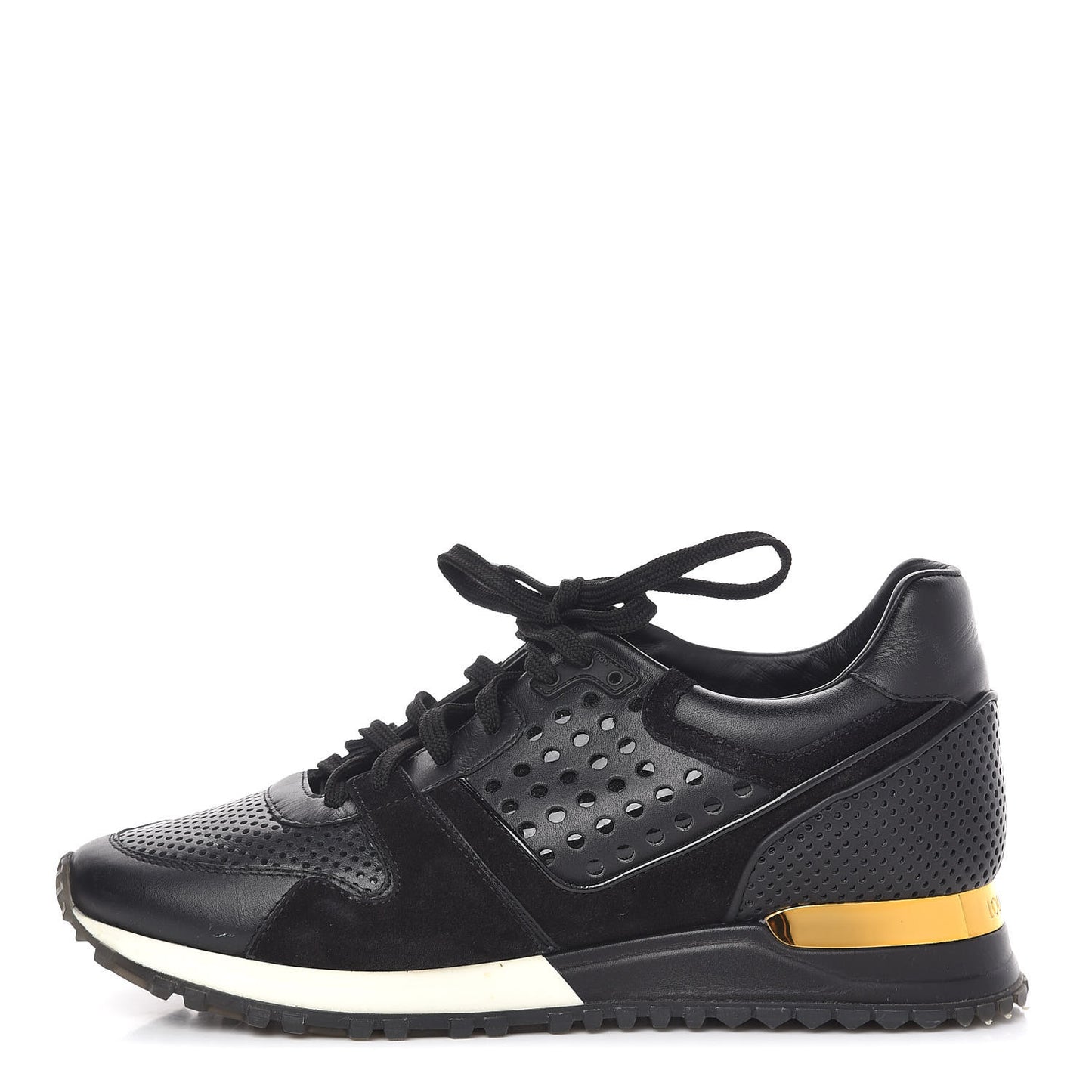 Nubuck Calfskin Perforated Run Away Sneakers 37.5 Black