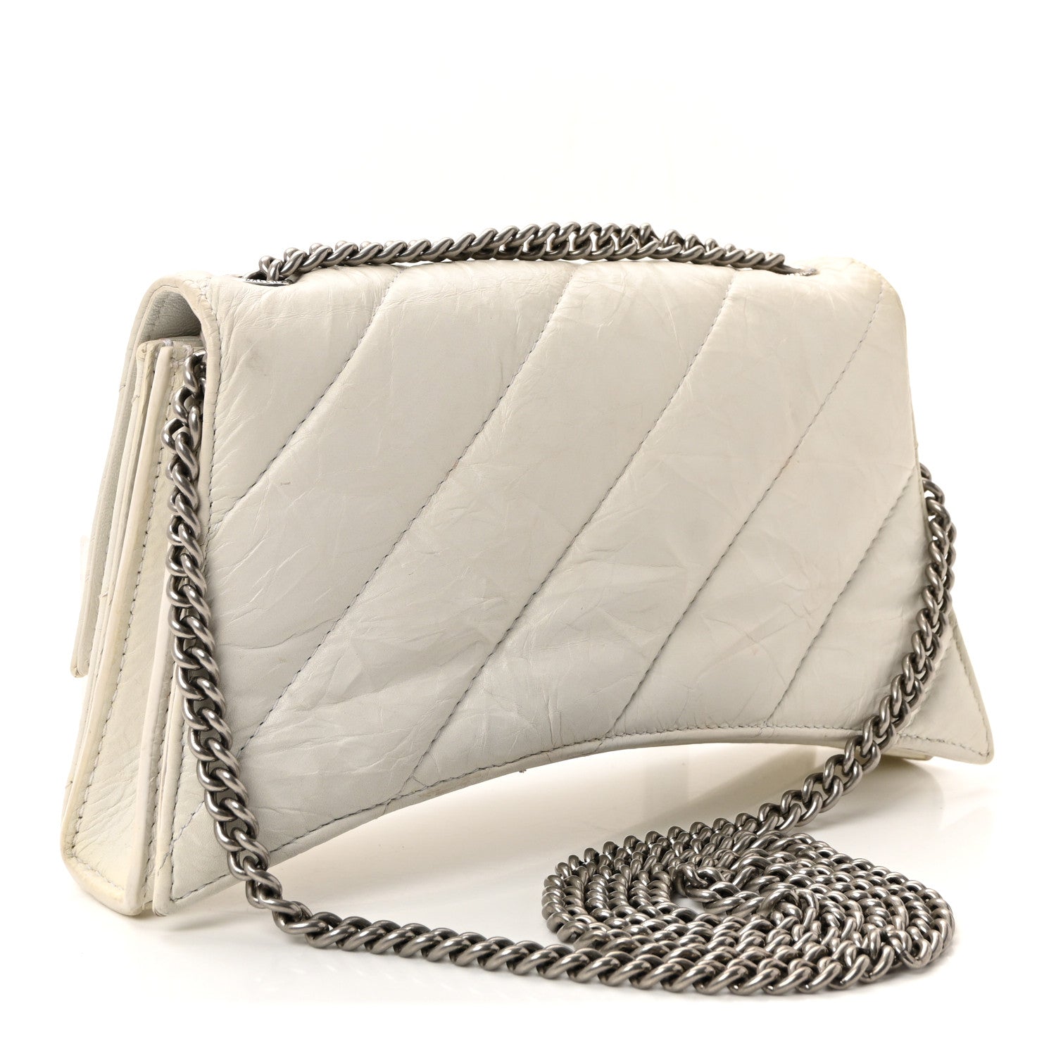 Balenciaga Crushed Calfskin Quilted XS Crush Chain Bag  Optic White 3 of 9