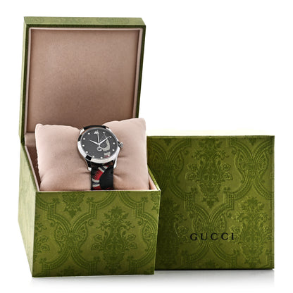 Gucci Stainless Steel Calfskin 38mm Le Marche Des Merveilles Snake Quartz Watch Black 5 of 5