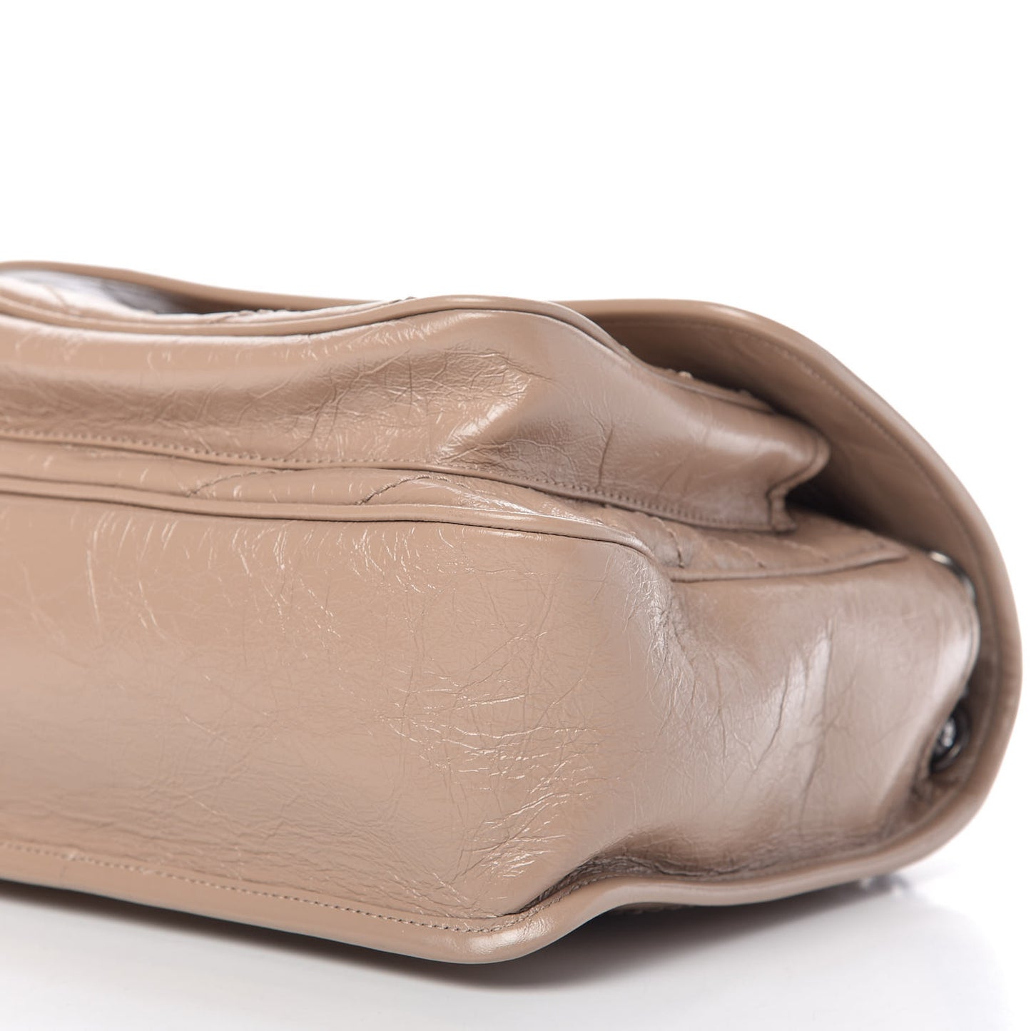 Crinkled Calfskin Matelasse Monogram Medium Niki Chain Satchel Light Taupe