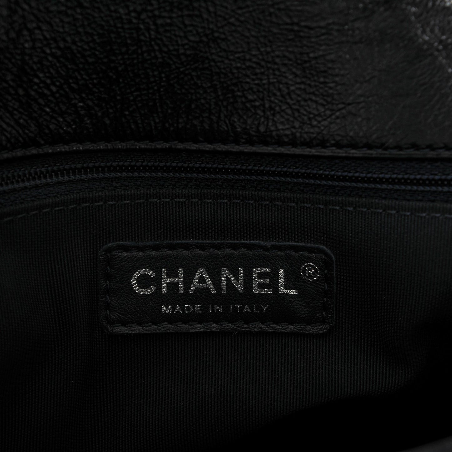 Crinkled Patent Jumbo Flap Dark Navy