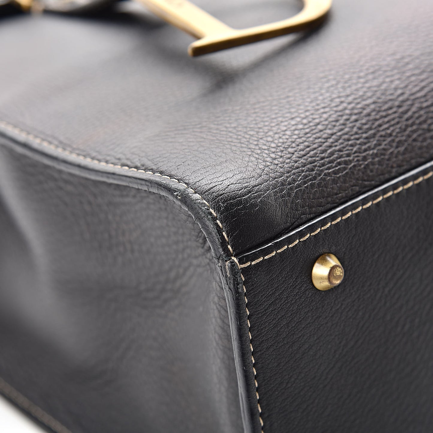 Calfskin Saddle Vertical Shopper Black