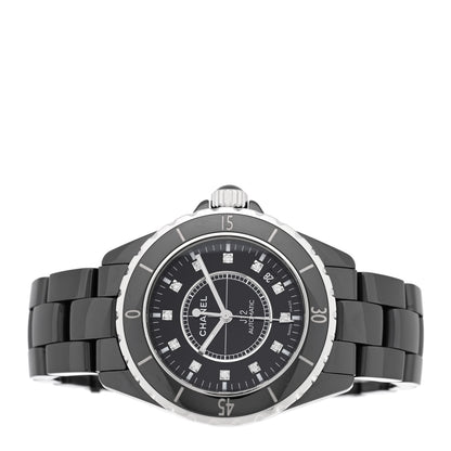 Chanel Stainless Steel Ceramic Diamond 38mm J12 Automatic Watch Black Black 2 of 5
