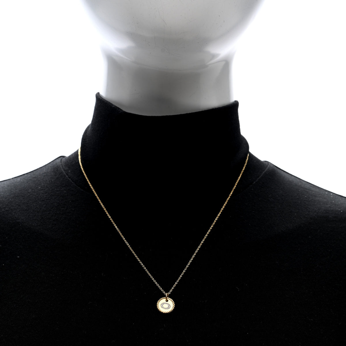 18K Yellow Gold Diamond Initial O Charm Pendant Necklace