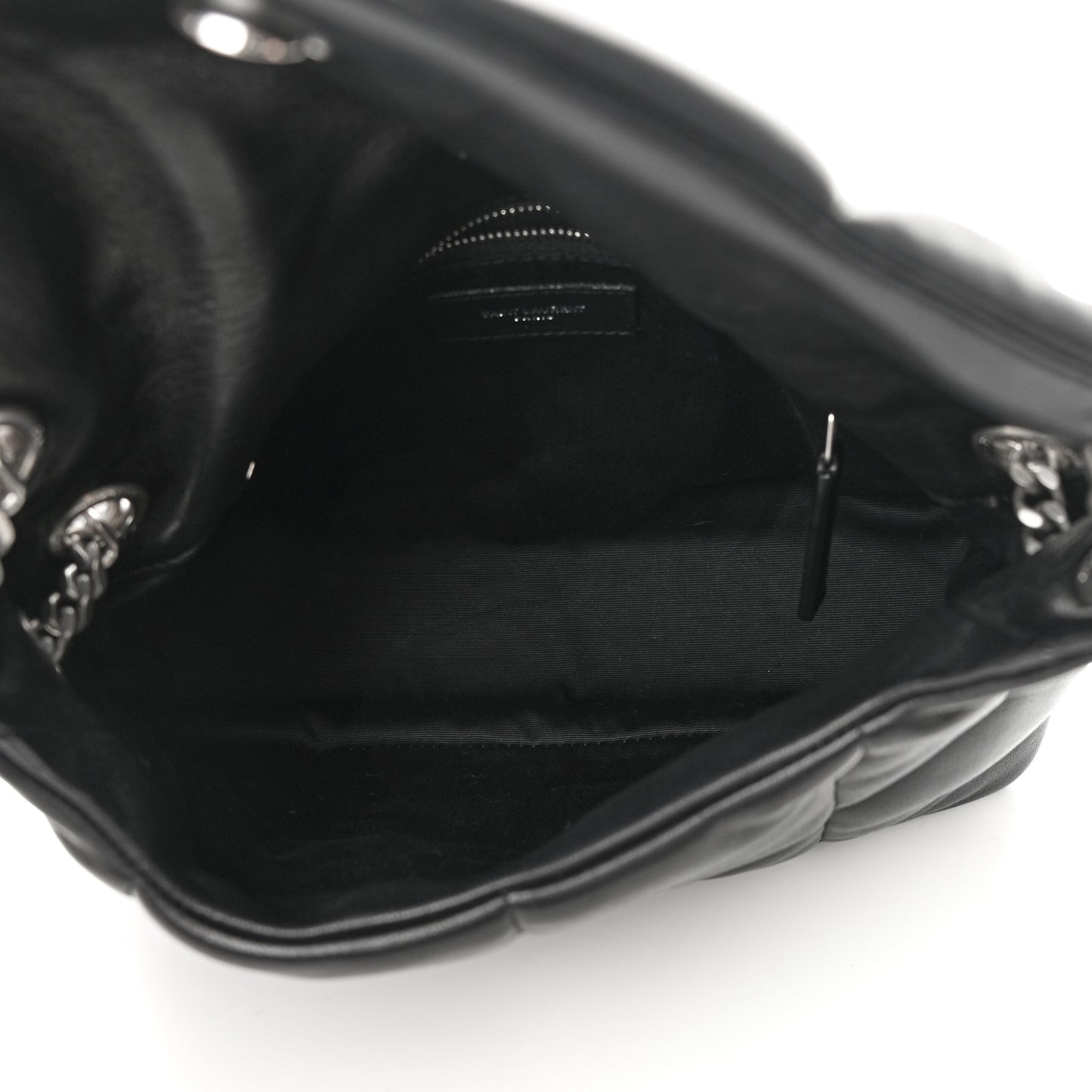 Lambskin Quilted Small Loulou Puffer Monogram Chain Satchel Black