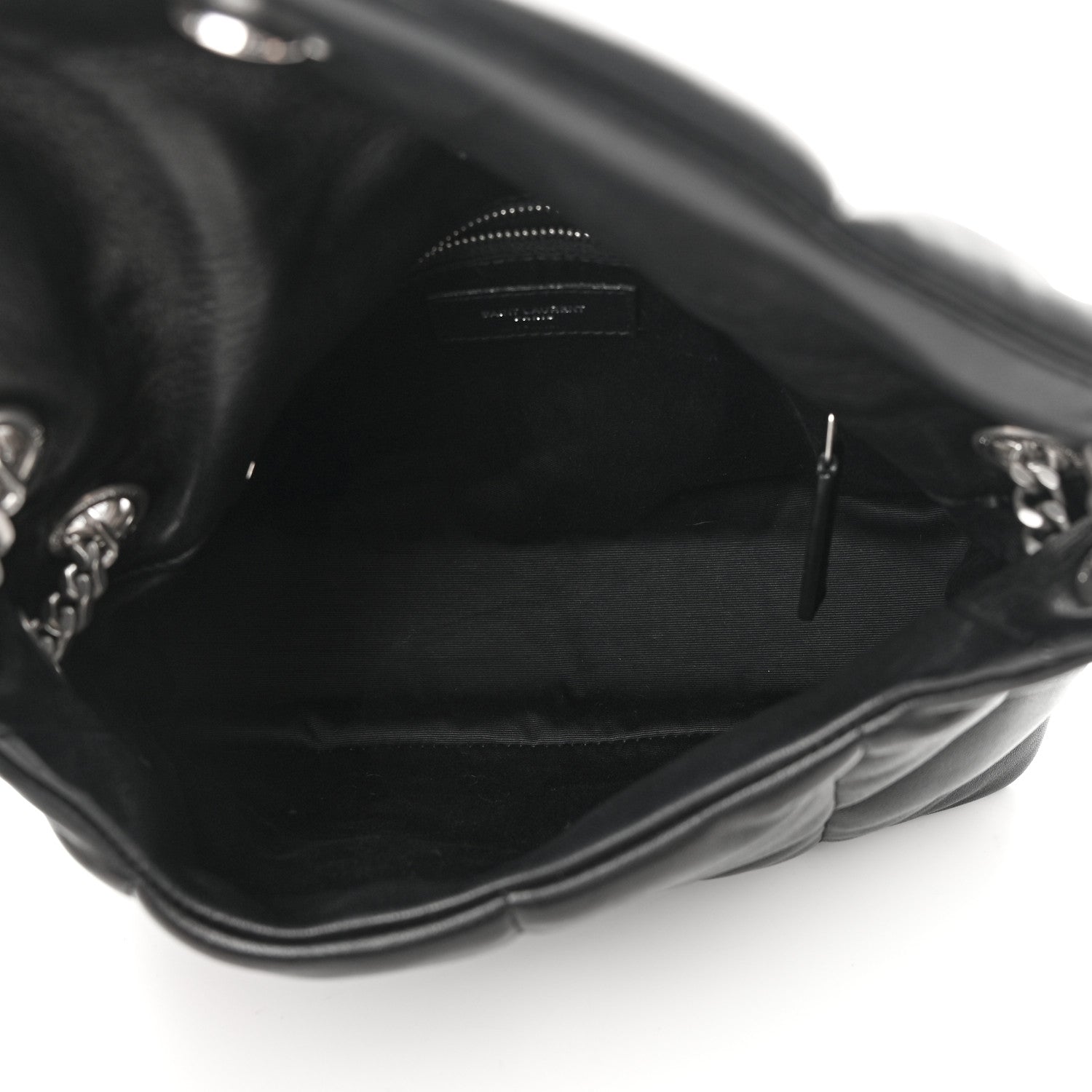 Saint Laurent Lambskin Quilted Small Loulou Puffer Monogram Chain Satchel Black 5 of 14