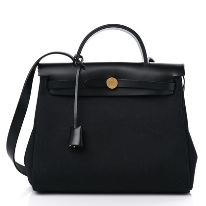 Hermes Military Toile Vache Hunter Herbag Zip PM 31 Black 2 of 10