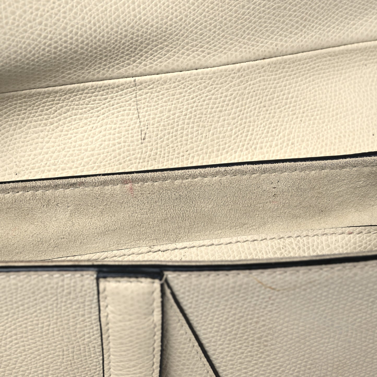 Grained Calfskin Mini Saddle Bag White