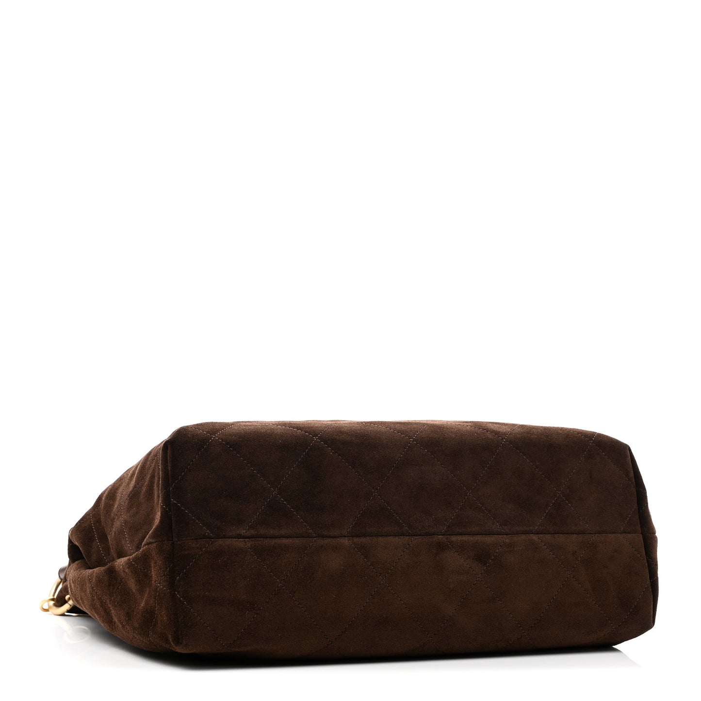 Suede Calfskin Lambskin Quilted Maxi Hobo Dark Brown