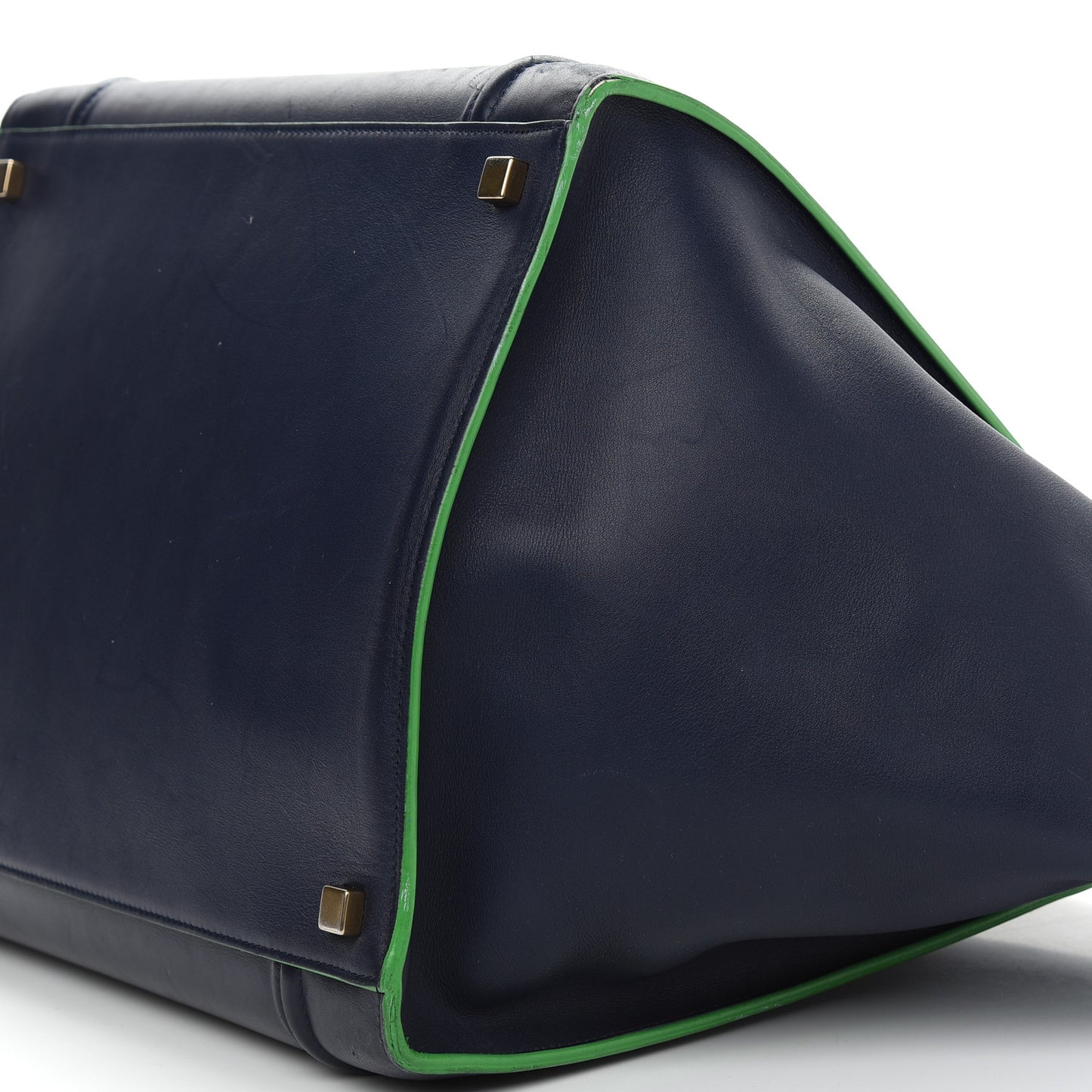 Supple Calfskin Medium Phantom Luggage Navy Blue Green Trim