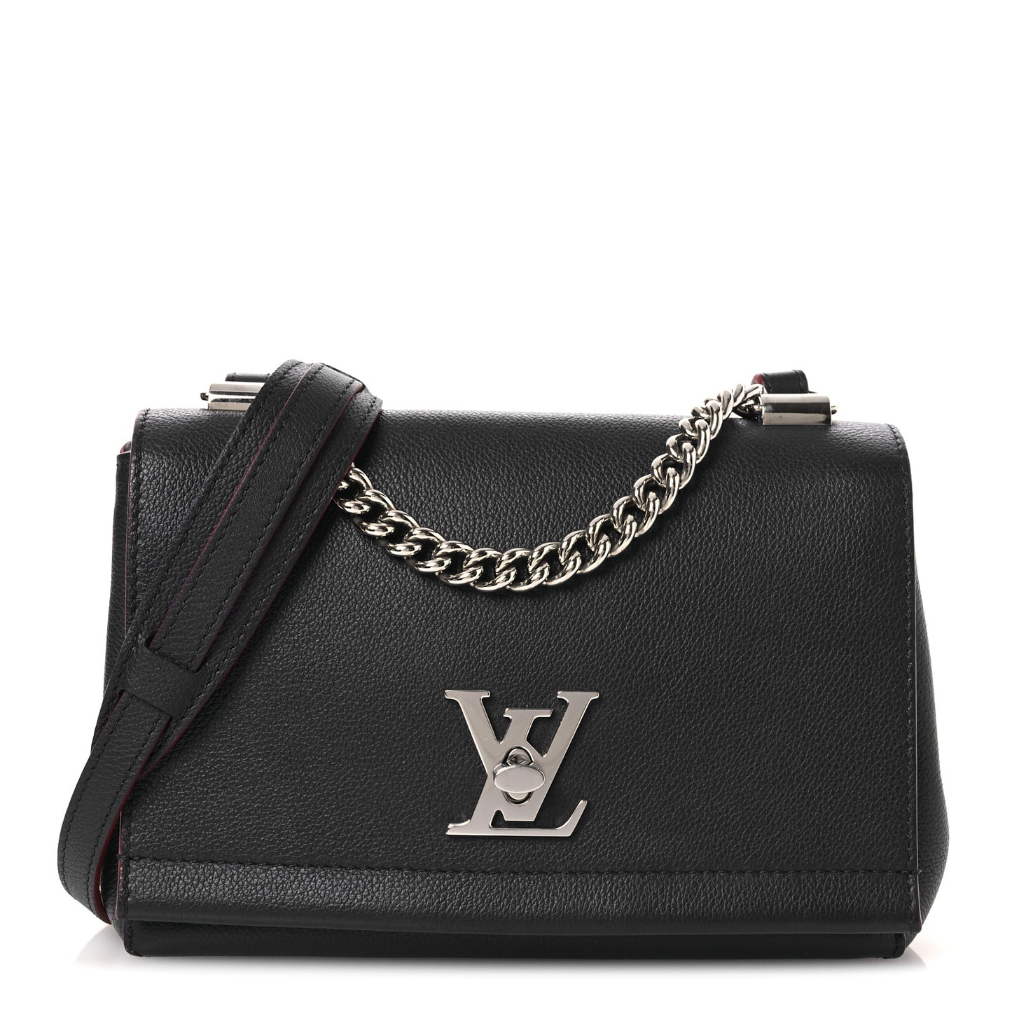 Calfskin Lockme II Chain Bag BB Marine Rouge