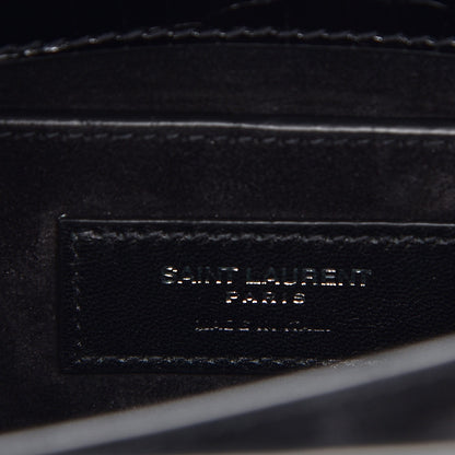 Saint Laurent Calfskin Crocodile Embossed Medium Monogram Sunset Black 6 of 7