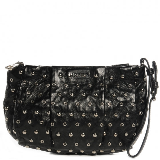 Prada Nappa Grommets Clutch Wristlet Nero Black 1 of 20