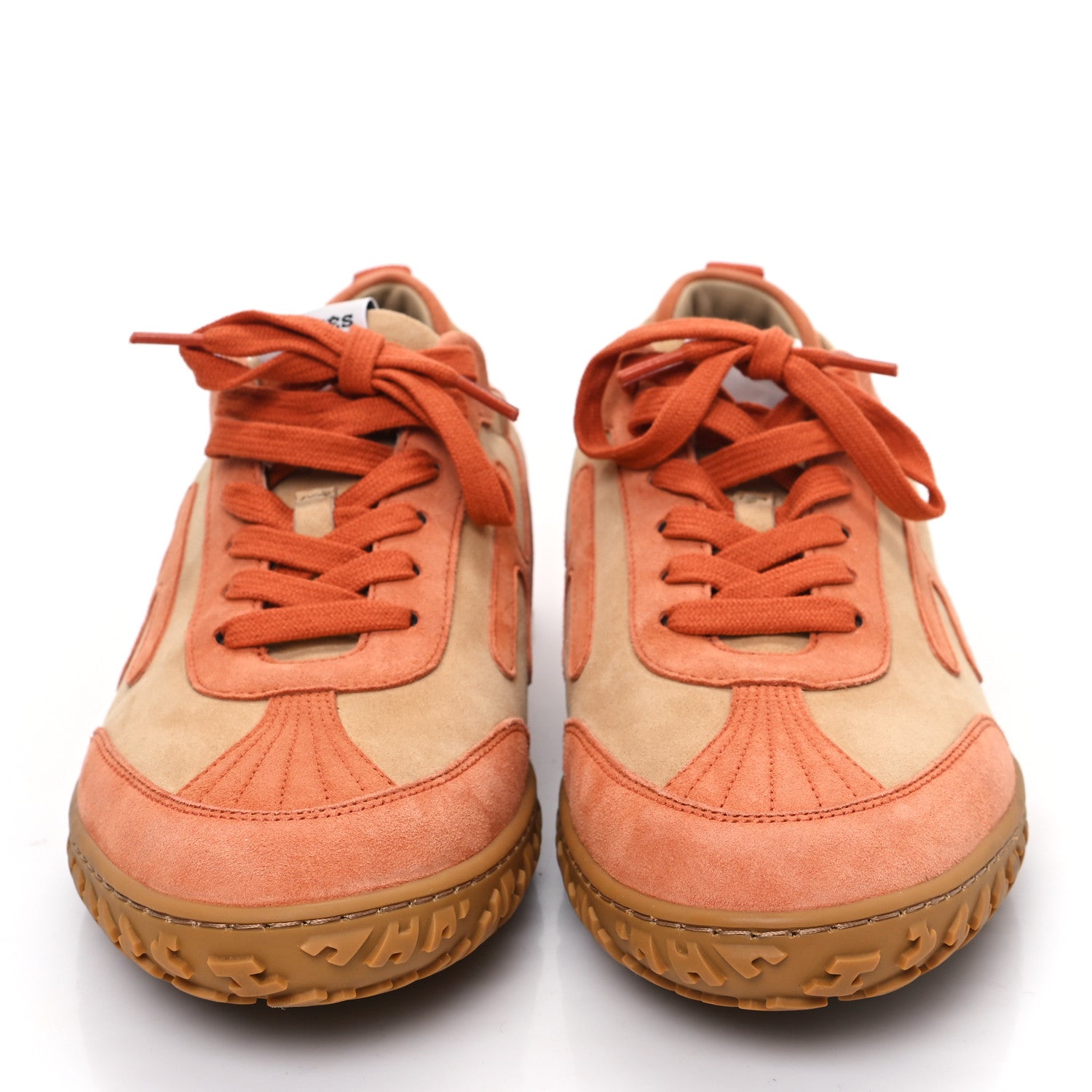 Hermes Suede Goatskin Jet Sneakers 40 Beige Natura Orange Nacarat 2 of 8
