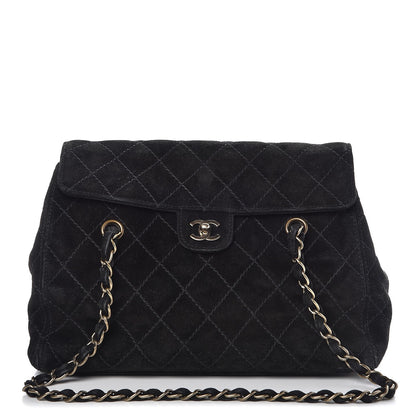 Chanel Suede Stitched Single Flap Black 1 of 15