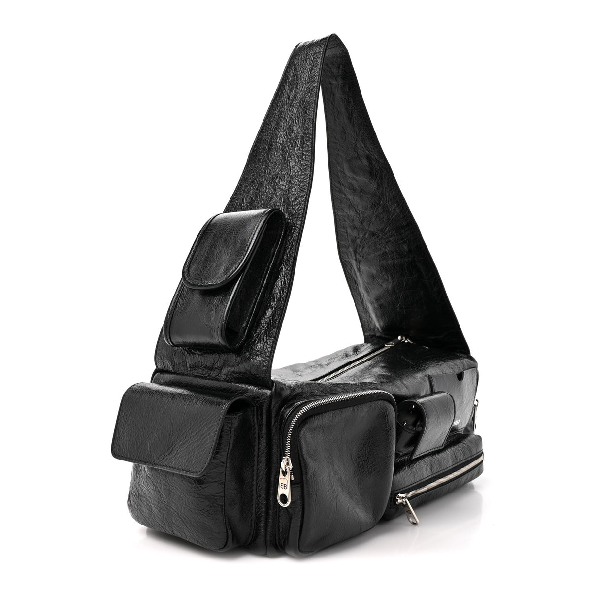 Balenciaga Agneau Arena Men's Superbusy Small Sling Zip Shoulder Bag Black 3 of 10