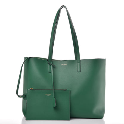 Saint Laurent Calfskin Large Shopping Tote Emerald Green 3 of 10