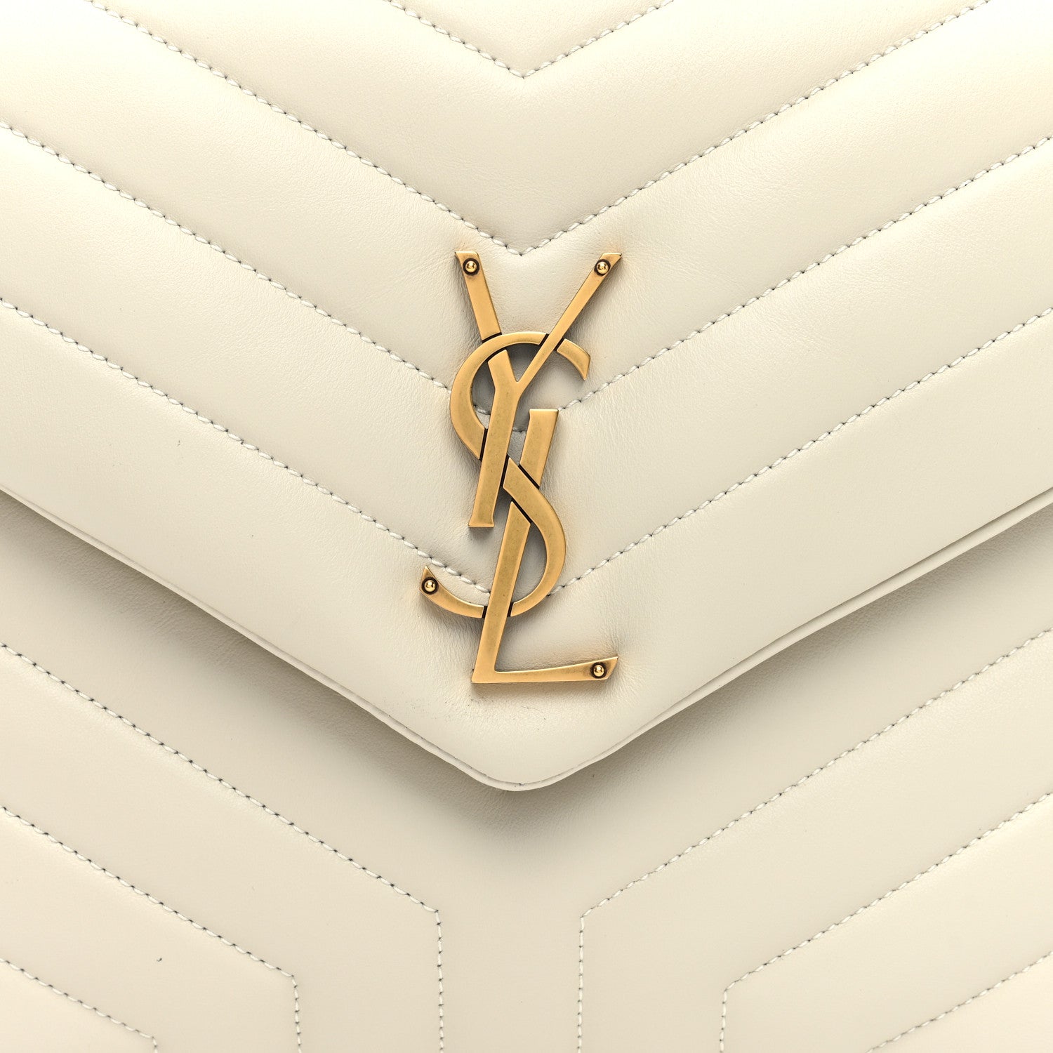 Saint Laurent Calfskin Y Quilted Monogram Medium Loulou Chain Satchel Crema Soft 7 of 9