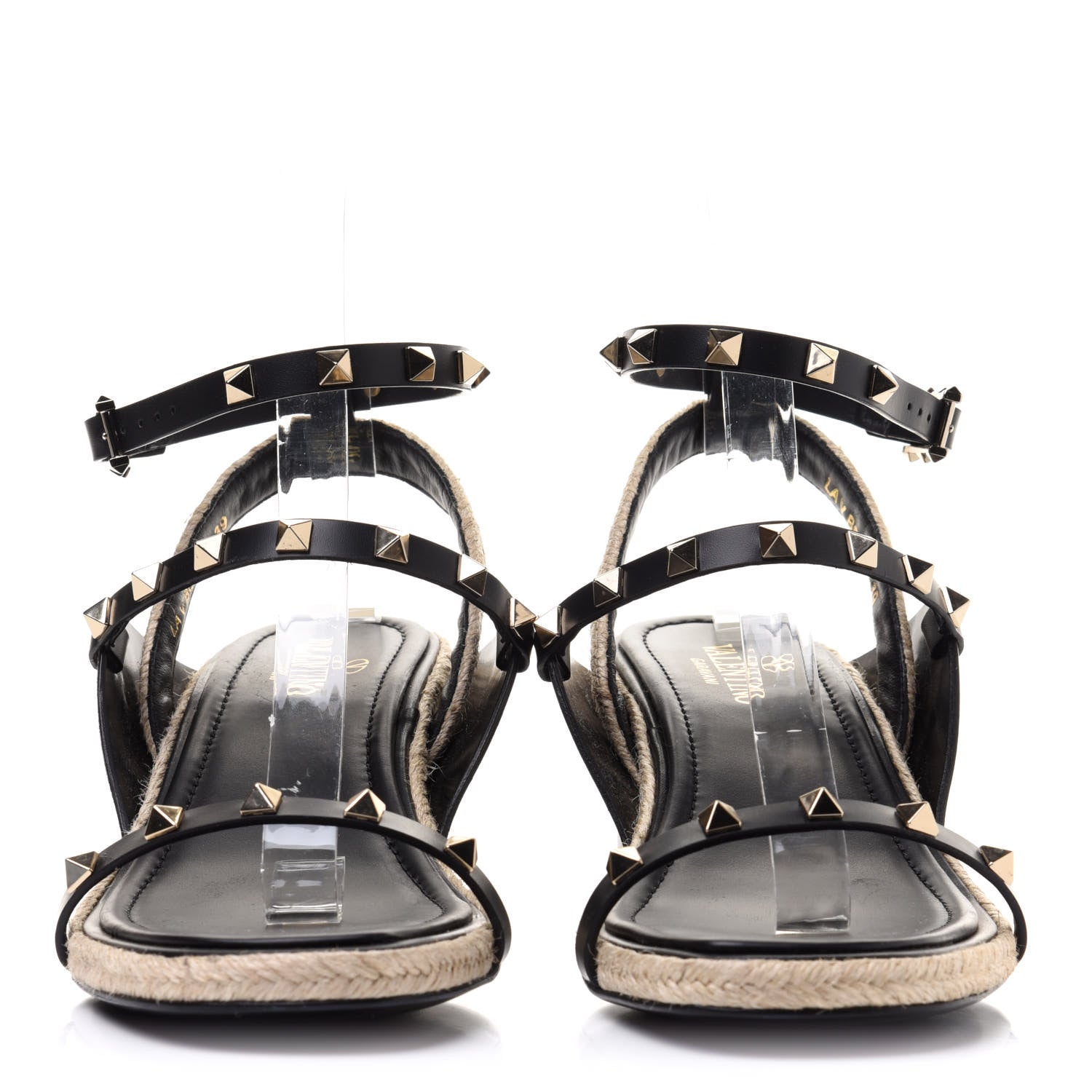 Valentino Garavani Calfskin Rockstud Ankle Strap Espadrille 10/60mm Sandals 39 Black 2 of 10