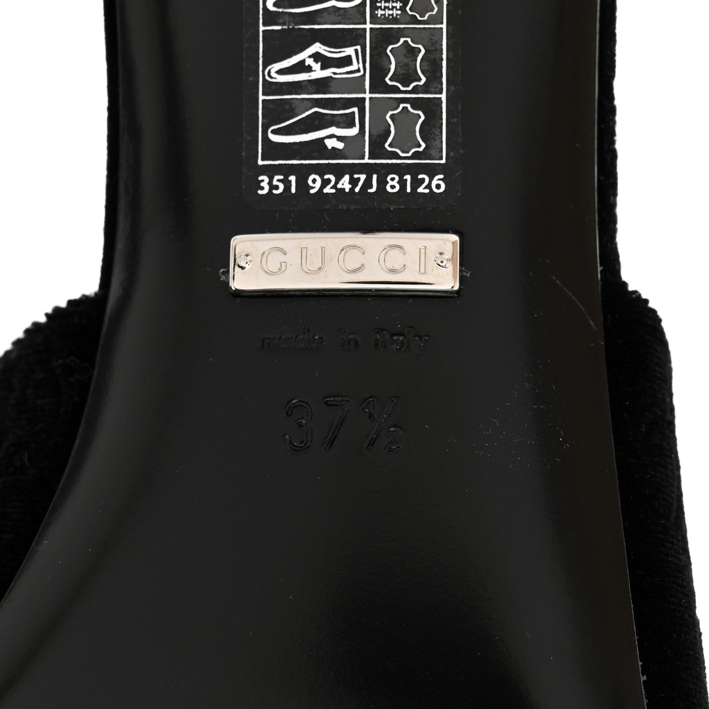 New Velvet Ashmir Regent Calfskin GG Monogram Square Toe Bow 45mm Slide Sandals 37.5 Black