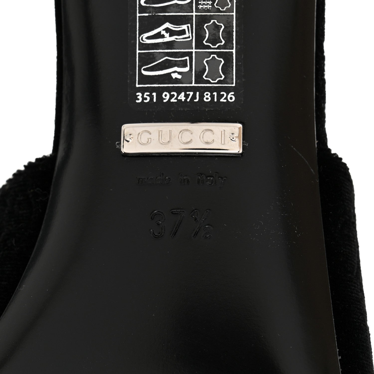 Gucci New Velvet Ashmir Regent Calfskin GG Monogram Square Toe Bow 45mm Slide Sandals 37.5 Black 8 of 9