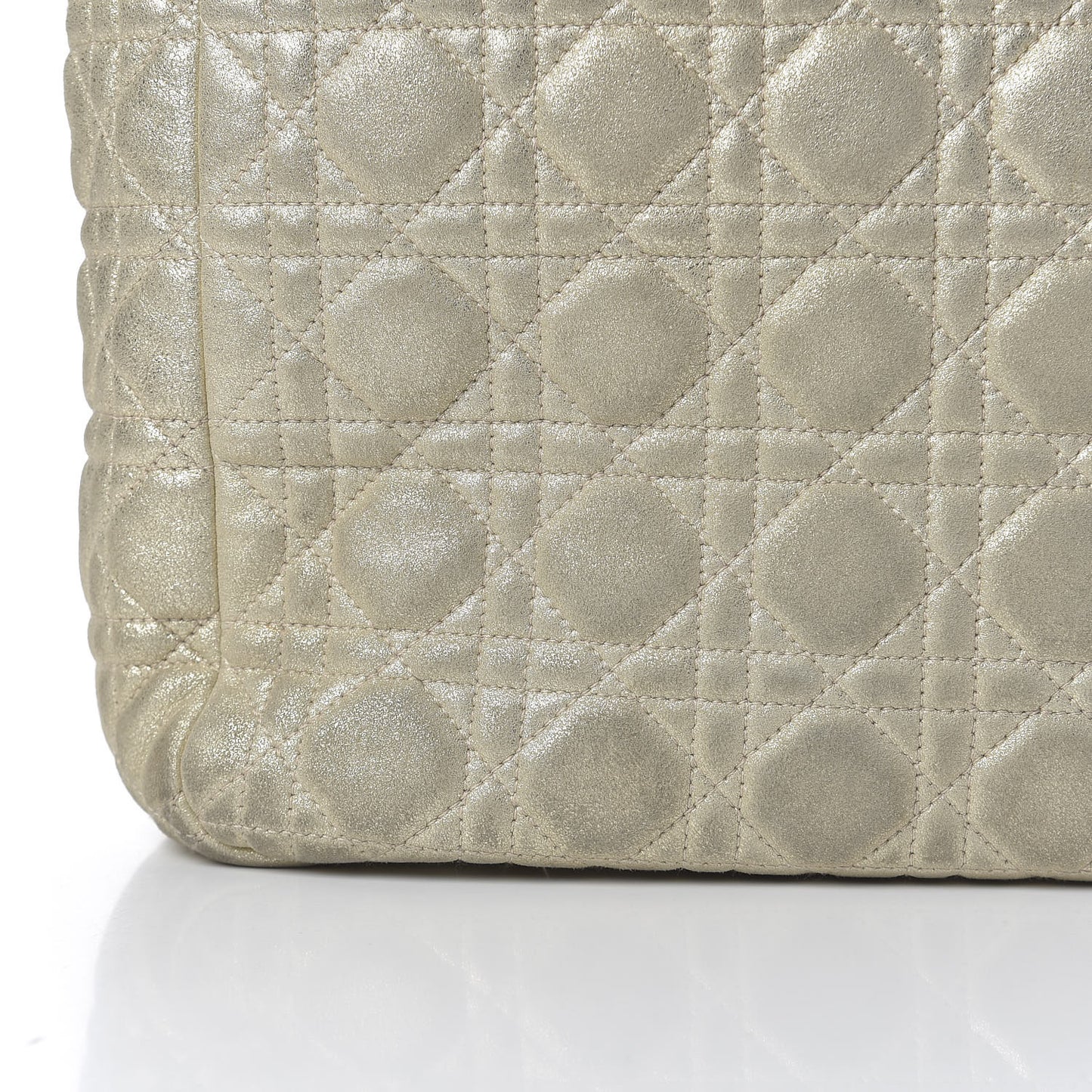 Metallic Lambskin Cannage Dior Soft Shopping Tote Gold