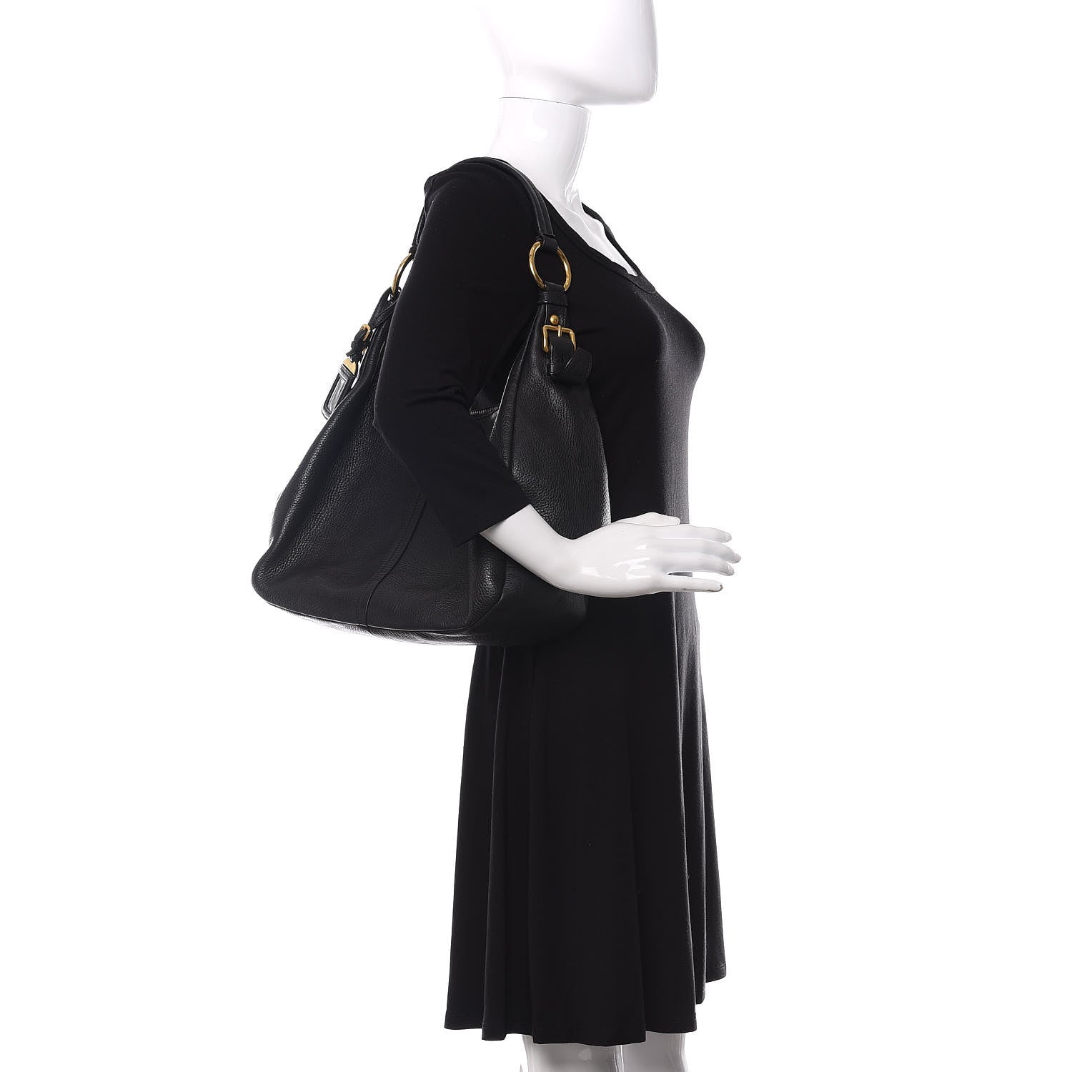 Prada Vitello Daino Hobo Black 3 of 9