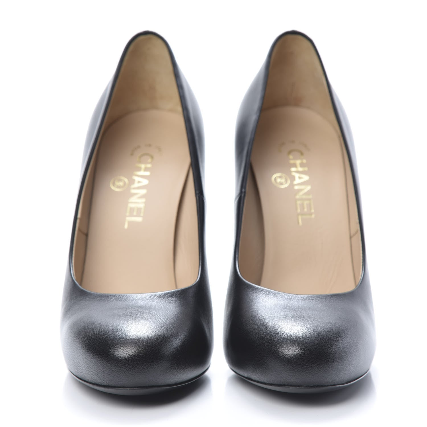 Chanel Lambskin CC Pumps 38.5 Black 2 of 7