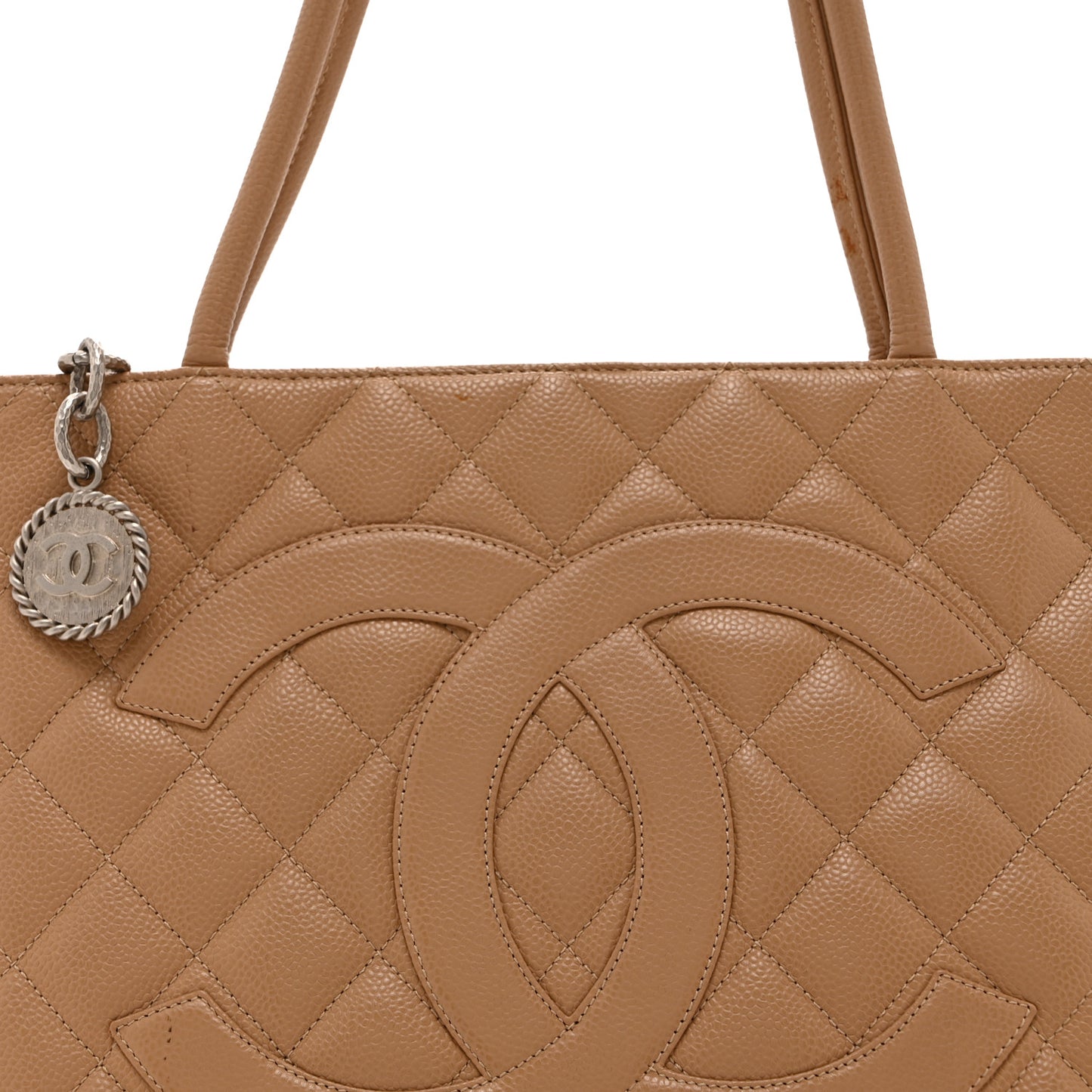 Caviar Quilted Medallion Tote Beige