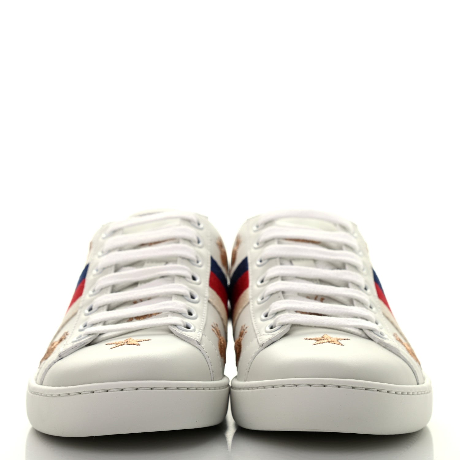 Gucci Calfskin Bee Star Embroidered Sylvie Web Ace Sneakers 35 White 2 of 8