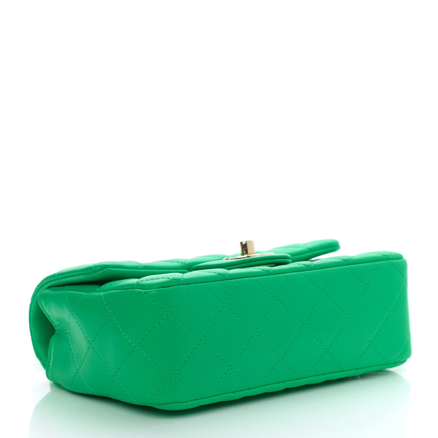Lambskin Quilted Mini Rectangular Flap Green