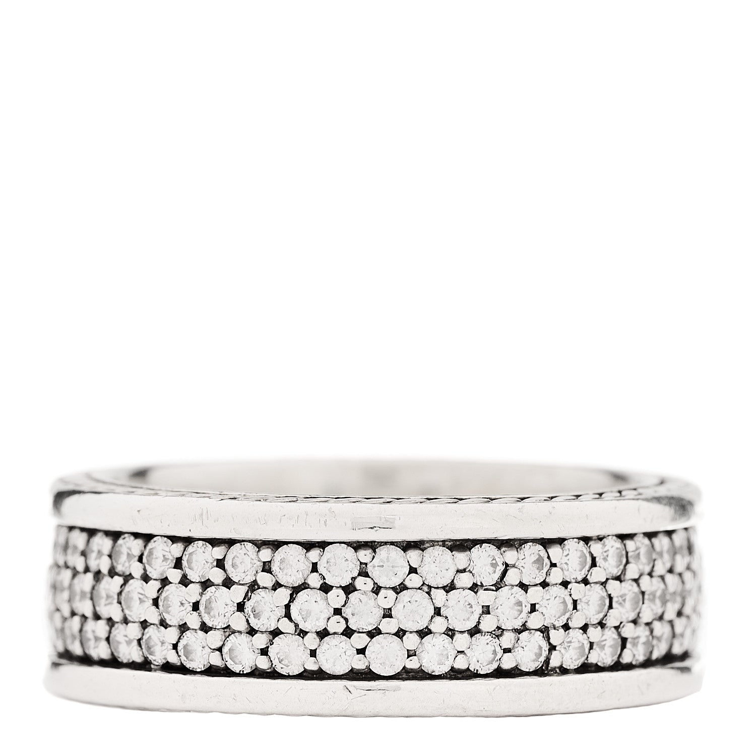 David Yurman Sterling Silver Diamond Streamline Three-Row Band Ring 65 11 1 of 5